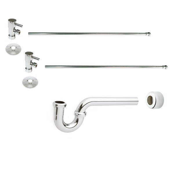 Westbrass Pedestal Sink Faucet Supply Kit with 1/4-Turn Lever Handles and P-Trap, Polished Nickel D1838QRL-05 - main